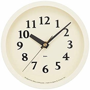 【中古品】レムノス　置き時計　電波時計　アイボリー　エムクロック　m clock　MK14-(中古品)