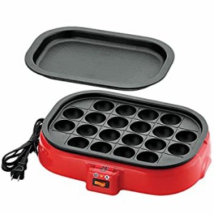 【中古品】HOME SWAN 着脱式 電気たこ焼き器 平プレ付 SNT-80 レッド 330×255×80(中古品)