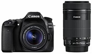 【中古品】Canon デジタル一眼レフカメラ EOS 80D ダブルズームキット EF-S18-55 IS S(中古品)