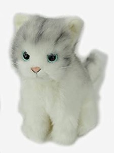 【中古品】日本製リアル 猫のぬいぐるみ 子猫26cm 座り, トラグレーS(中古品)