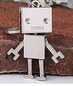 【中古品】キーホルダー ロボット 愛くるしい 可愛い スタイル 亜鉛合金 シルバーカラ(中古品)