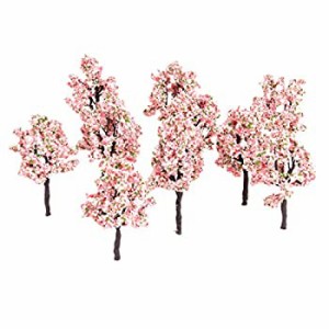 【中古品】10個入り ジオラマ 樹木 木 ピンクの花 鉄道模型 モデルツリー 樹木 鉢植え(中古品)
