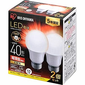 【未使用 中古品】アイリスオーヤマ LED電球 口金直径26mm 広配光 40W形相当 電球色 2個パッ (中古品)