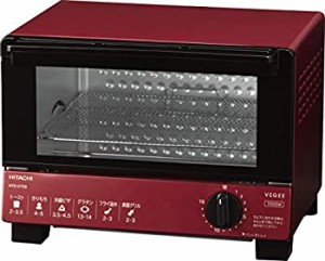 【中古品】日立 オーブントースター 1,000W 角型パン2枚焼き HTO-CT35 R レッド(中古品)