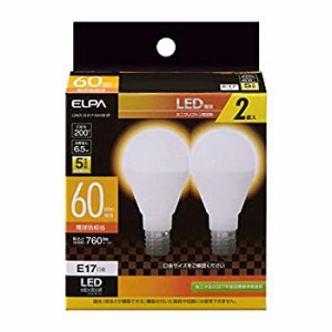 【未使用 中古品】エルパ LED電球 2個セット ミニクリプトン球形 口金E17 60W形 電球色 5年保(中古品)
