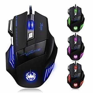 【中古】zelotes 7200 DPI 7ボタン プロフェッショナル LED 光学式 USB 有線 ゲーミングマウス ゲーマー用