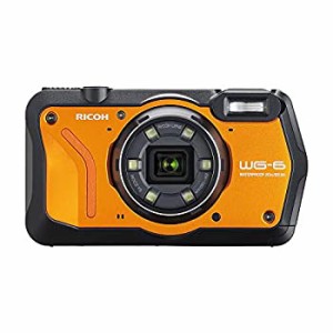 【中古】RICOH WG-6 オレンジ 本格防水カメラ 20メートル防水 耐衝撃 防塵 耐寒 2000万画素 4K動画対応 高性能GPS内蔵 水中専用マーメー