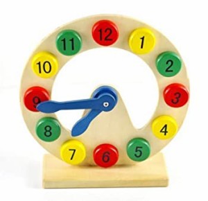 【中古】知育 玩具 認知時計 幼児 子供 教育 勉強おもちゃ 手動 視覚 認識 認知 木製 時計 脳 活性化