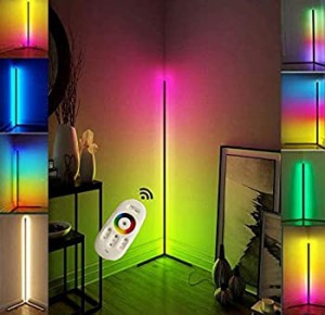 【中古】RGBコーナーフロアランプ、LED調光可能なリモコン色変更LED北欧装飾スタンディングフロアランプ雰囲気ナイトライトホームリビン