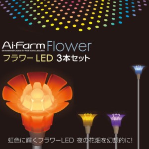 FLOWER フラワー LED RGB 3本セット【送料無料】 庭 ライト 庭園 公園 花壇 ライトアップ クリスマス 照明 イルミネーション