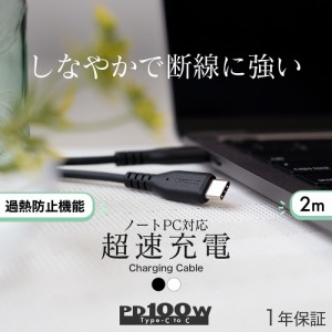 Type-Cケーブル 充電ケーブル 2m USB Type-C to C データ転送 PD100W対応 eMarker＋Mini-Breaker搭載