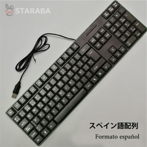 キーボード スペイン語配列 有線 薄型 軽量 有線キーボード スペイン語 パソコン キーボード 有線 USB 角度調節スタンド付 送料無料