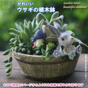 植木鉢 母の日 うさぎ ガーデニングオブジェ 鉢植え サボテン かわいい 底穴あり プランター インテリア 装飾 多肉植物 サボテン ミニ お