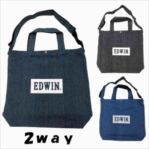 EDWIN 2way トートバッグ ショルダーバッグ レディース メンズ エドウィン デニム バッグ シンプル 肩掛け かばん 大きめ