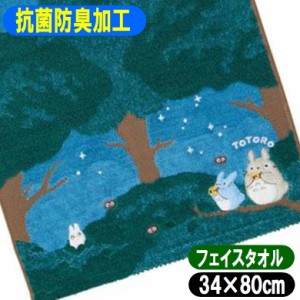 となりのトトロ フェイスタオル 月夜の晩に 丸眞 34×80cm ジブリ グッズ キャラクター タオル 抗菌防臭加工 1005045500