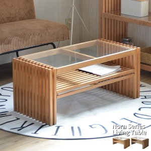 テーブル ガラステーブル Norn ノルン 幅84cm 送料無料 センターテーブル リビングテーブル 格子 ガラス 木製 北欧 おしゃれ