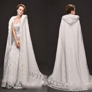 ウェディングボレロ ジャケット 白い暖かいビロードフード付きの長いマントの冬ののどの毛皮の衣装ポンチョのウェディングケープ Whの通販はau Pay マーケット Allier Shop 商品ロットナンバー