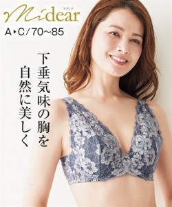 ブラジャー 痩せ胸さん 深Vネック 浮き ボリューム ふっくら フルカバー マディア AAA/AA/A/B/Cカップ 65/70/75/80 ワイヤー入り アイボ