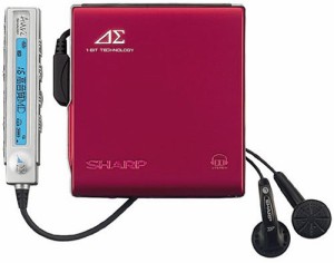 SHARP アウビィ MD-DS70-R 1ビットポータブルMDプレーヤー（レッド）(中古品)