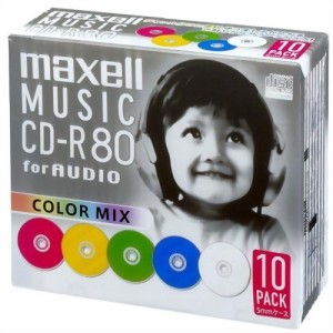 maxell 音楽用 CD-R 80分 カラーミックス 10枚 5mmケース入 CDRA80MIX.S1P1(中古品)