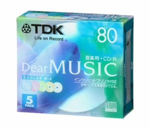 TDK CD-R 音楽用 80分 カラーミックス インクジェットプリンタ対応 5枚パッ(中古品)