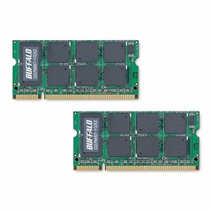 BUFFALO ノートパソコン用 DDR2 メモリー 667MHz SDRAM(PC2-5300) 200Pin S(中古品)