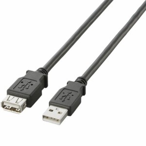 エレコム USB延長ケーブル USB2.0 A-Aメスタイプ 3m ブラック U2C-E30BK(中古品)