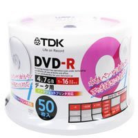 TDK データ用DVD-R 50枚 16倍速 プリンタブル [DR47PTC50PU_H](中古品)