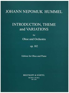 フンメル : 序奏と主題、変奏曲 (オーボエ、ピアノ) ムジカ・ララ出版(中古品)