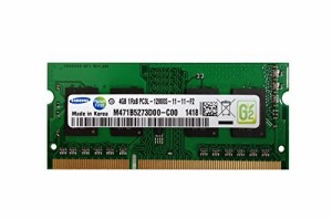 サムスン純正 PC3-12800(DDR3-1600) SO-DIMM 4GB ノートPC用メモリ DDR3L対(中古品)