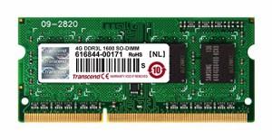 Transcend ノートPC用メモリ PC3L-12800 DDR3L 1600 4GB 1.35V (低電圧) - (中古品)