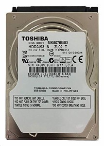  東芝  内蔵用 2.5インチ HDD SATA 500GB 5400回転 MK5076GSX(中古品)