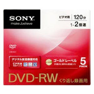 ソニー くり返し録画用 DVD-RW 1-2倍(中古品)