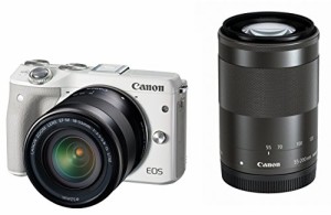 Canon ミラーレス一眼カメラ EOS M3 ダブルズームキット(ホワイト) EF-M18-(中古品)