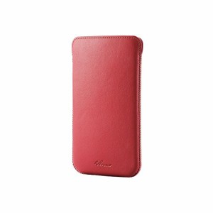 ELECOM iPhone6S iPhone6用スリップイン本革レザーケース レッド PM-A14GLP(中古品)