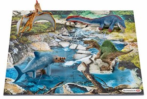 シュライヒ 恐竜 ミニ恐竜とジオラマパズルセット 海洋ゾーン フィギュア 4(中古品)
