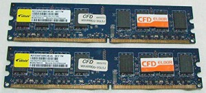 PC2-6400 DDR2-800 2GB*2本=4GB デスクトップ用DDR2メモリ elixir(中古品)