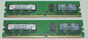 PC2-6400 DDR2-800 2GB*2本=4GB デスクトップ用DDR2メモリ Hynix(中古品)