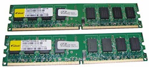 PC2-6400 DDR2-800 2GB*2本=4GB デスクトップ用DDR2メモリ elixir(中古品)