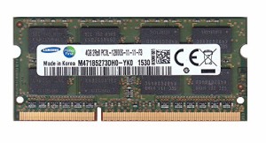 サムスン純正 PC3-12800(DDR3L-1600) SO-DIMM 4GB ノートPC用メモリ DDR3L&(中古品)