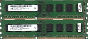 Micron PC3-10600U (DDR3-1333) 4GB x 2枚組 合計8GB 240ピン DIMM デスク (中古品)