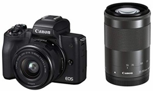 Canon ミラーレス一眼カメラ EOS Kiss M(ブラック)・ダブルズームキット EO(中古品)