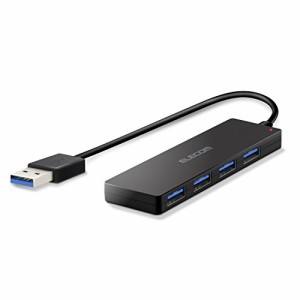 エレコム USBハブ 3.0 4ポート バスパワー 超小型・軽量設計 U3H-FC02BBK(中古品)