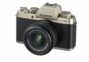 FUJIFILM ミラーレス一眼 X-T100レンズキット シャンパンゴールド X-T100LK(中古品)