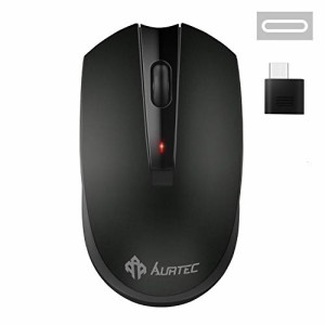 AURTEC ワイヤレスマウス Type-C 光学式2.4GHz無線マウスUSB Type C接続 調(中古品)