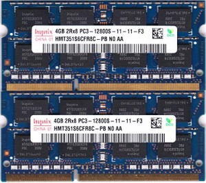 hynix PC3-12800S (DDR3-1600) 4GB x 2枚組み 合計8GB SO-DIMM 204pin ノー(中古品)