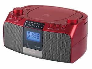 コイズミ CDラジオ AM/FM ワイドFM対応 大型液晶 レッド SAD-4705/R(中古品)