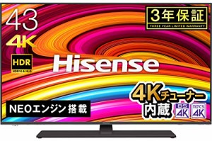 ハイセンス Hisense 43V型 4Kチューナー内蔵液晶テレビ レグザエンジンNEO (中古品)