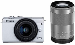 Canon ミラーレス一眼カメラ EOS M200 ダブルズームキット ホワイト EOSM20(中古品)