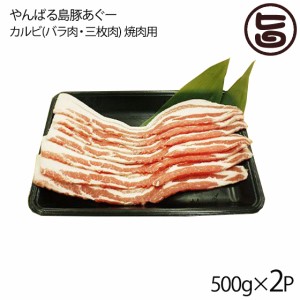 フレッシュミートがなは やんばる島豚あぐー カルビ(バラ肉・三枚肉) 焼肉用 500g×2P 沖縄 肉